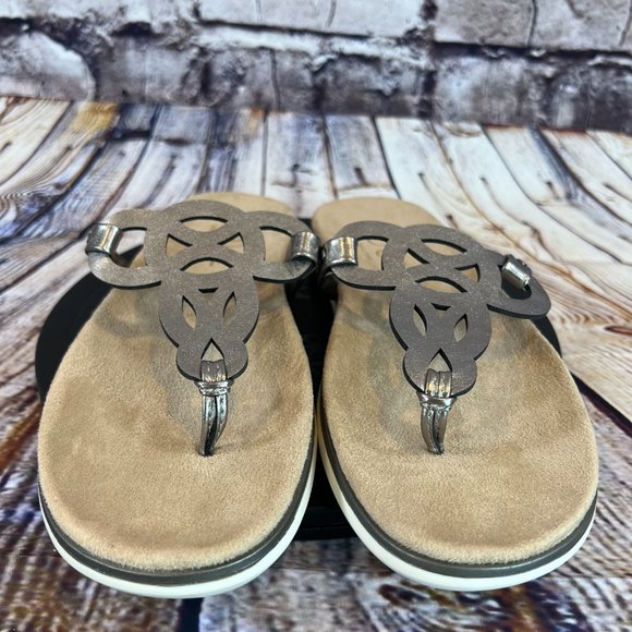 Naturalizer SOUL Janice Silver T Strap Thong Style Comfort Flat Sandals Size 7 M - Picture 2 of 9